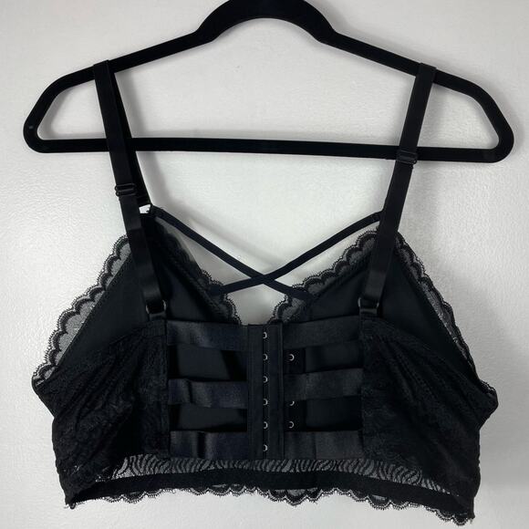 Black Sexy Bra Criss Cross Front X  Strappy 3XL - Picture 2 of 7